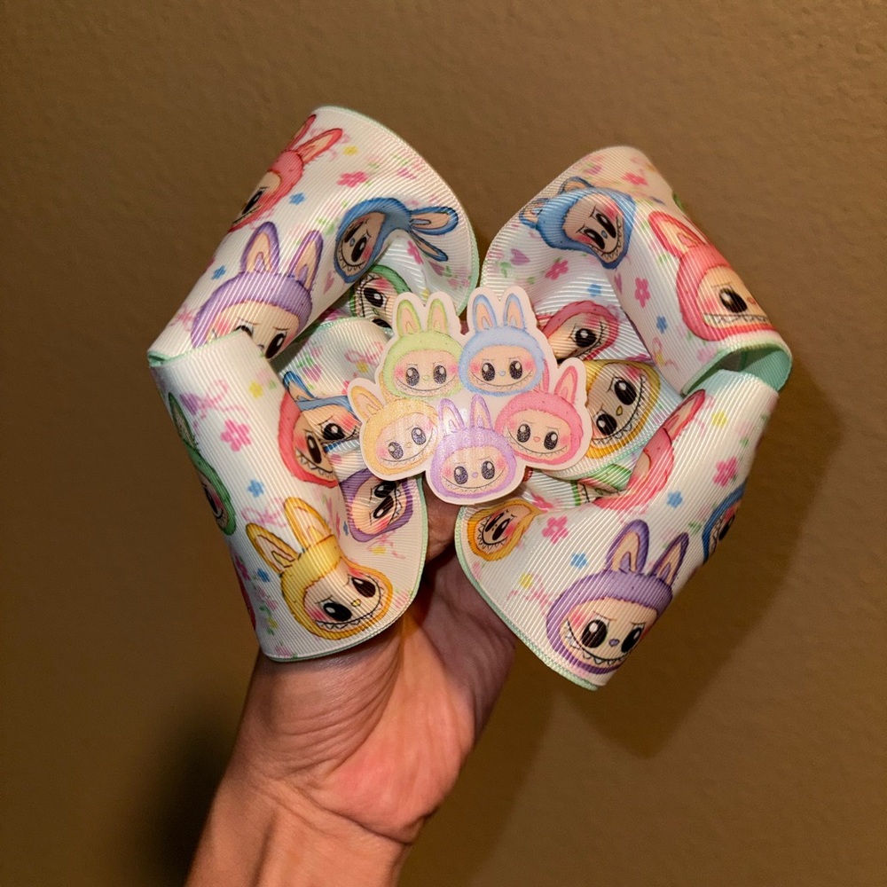 Colorful Kids Hair Bow with Cute Labubu Characters